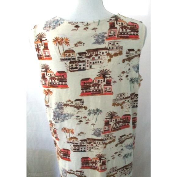 Denim & Co. Naturals Women's Beige House Print Sleeveless Stretch Maxi Dress L. - Picture 6 of 9